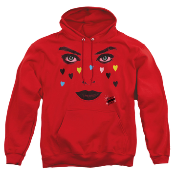 Red pullover hoodie with Birds of Prey Red Harley graphic