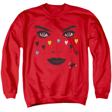 Red men's crewneck sweatshirt with Birds of Prey Red Harley graphic