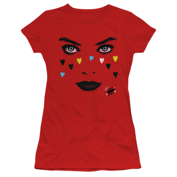 Red juniors t-shirt with Birds of Prey Red Harley graphic