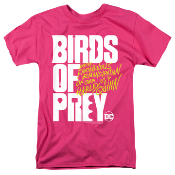 Hot pink men's regular fit t-shirt with Birds of Prey Logo graphic