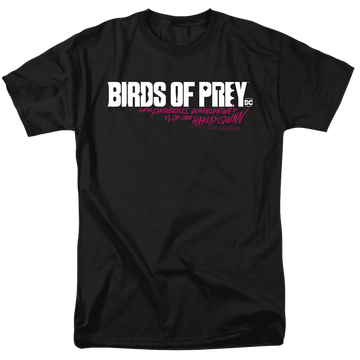 Black men's regular fit t-shirt with Birds of Prey Horizontal Logo graphic