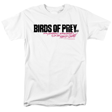 White men's regular fit t-shirt with Birds of Prey Horizontal Logo graphic