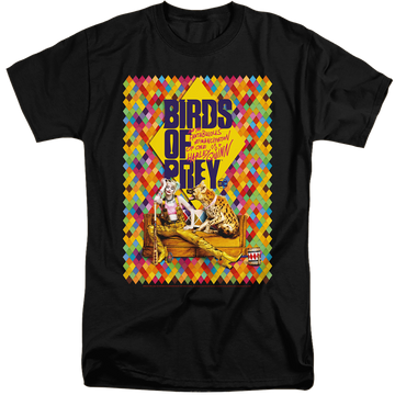 Black men's tall fit t-shirt with Birds of Prey Couch graphic
