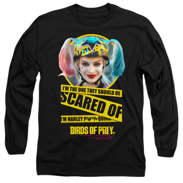 Black men's long sleeve t-shirt with Birds of Prey Scared Of graphic