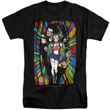 Black men's tall fit t-shirt with Birds of Prey Color Corridor graphic