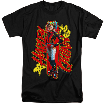 Black men's tall fit t-shirt with Birds of Prey Harleymania graphic