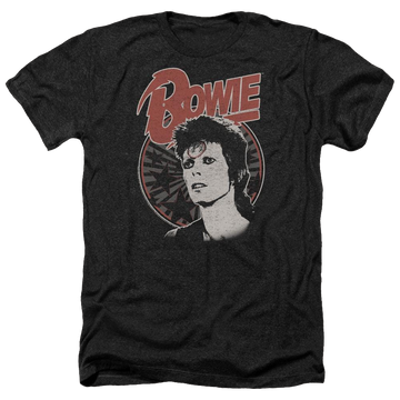 Charcoal men's heather t-shirt with David Bowie Space Oddity graphic