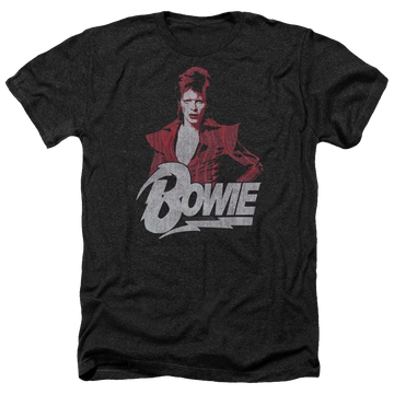 Charcoal men's heather t-shirt with David Bowie Diamond David graphic