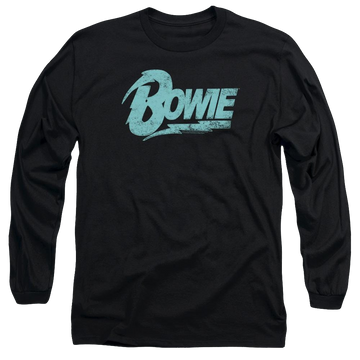 Black men's long sleeve t-shirt with David Bowie Logo graphic