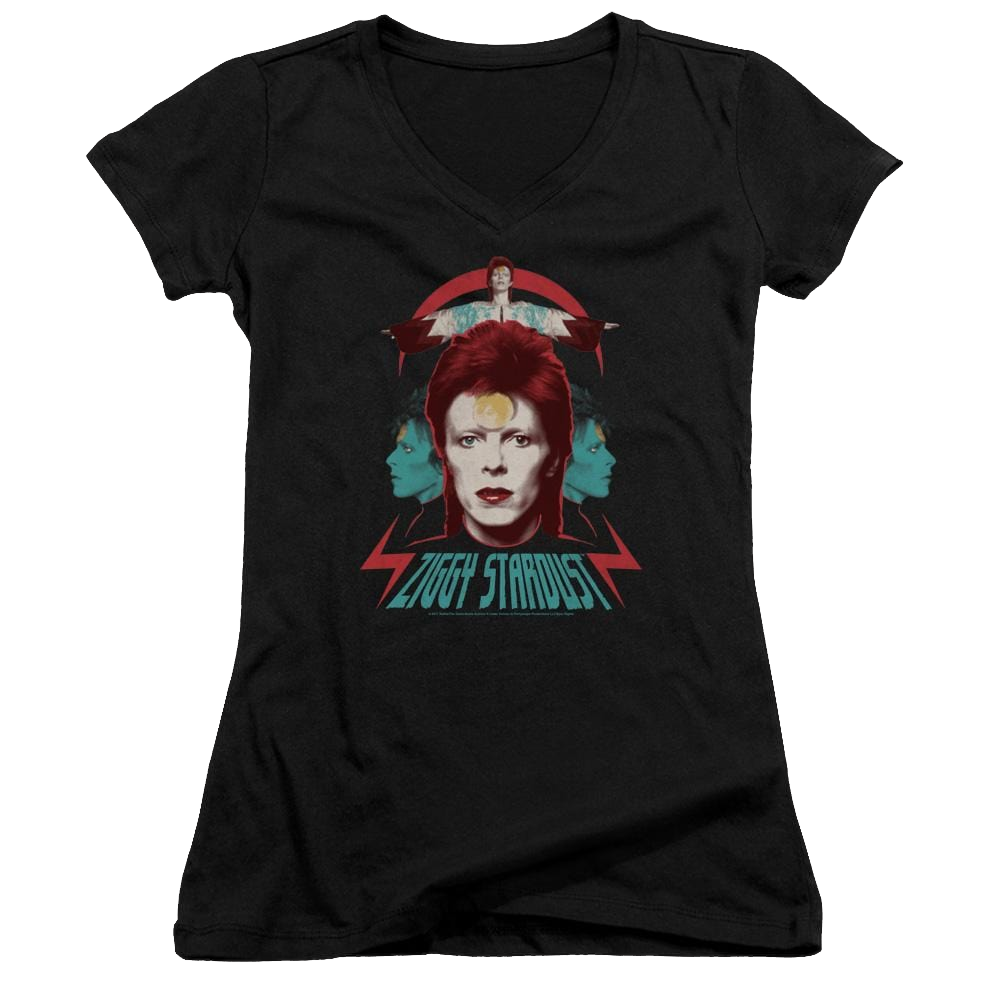 David Bowie Ziggy Heads - Juniors V-Neck T-Shirt Juniors V-Neck T-Shirt David Bowie   