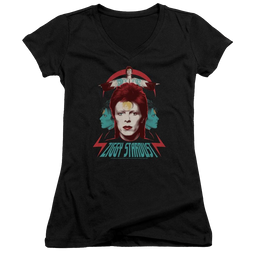 David Bowie Ziggy Heads - Juniors V-Neck T-Shirt Juniors V-Neck T-Shirt David Bowie   
