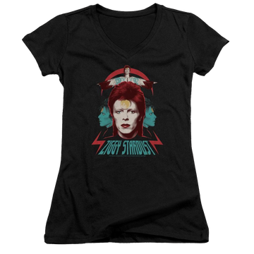 David Bowie Ziggy Heads - Juniors V-Neck T-Shirt Juniors V-Neck T-Shirt David Bowie   