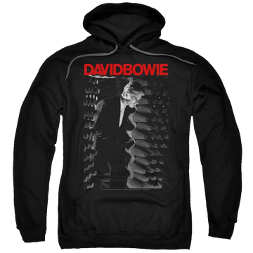 Black pullover hoodie with David Bowie Station To Station graphic