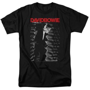Black men's regular fit t-shirt with David Bowie Station To Station graphic