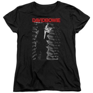 Black women's t-shirt with David Bowie Station To Station graphic