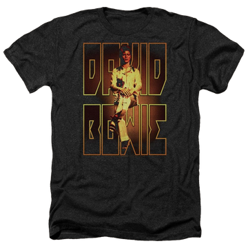 Charcoal men's heather t-shirt with David Bowie Perched graphic