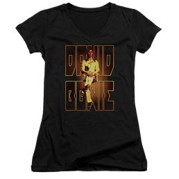 David Bowie Perched - Juniors V-Neck T-Shirt Juniors V-Neck T-Shirt David Bowie   