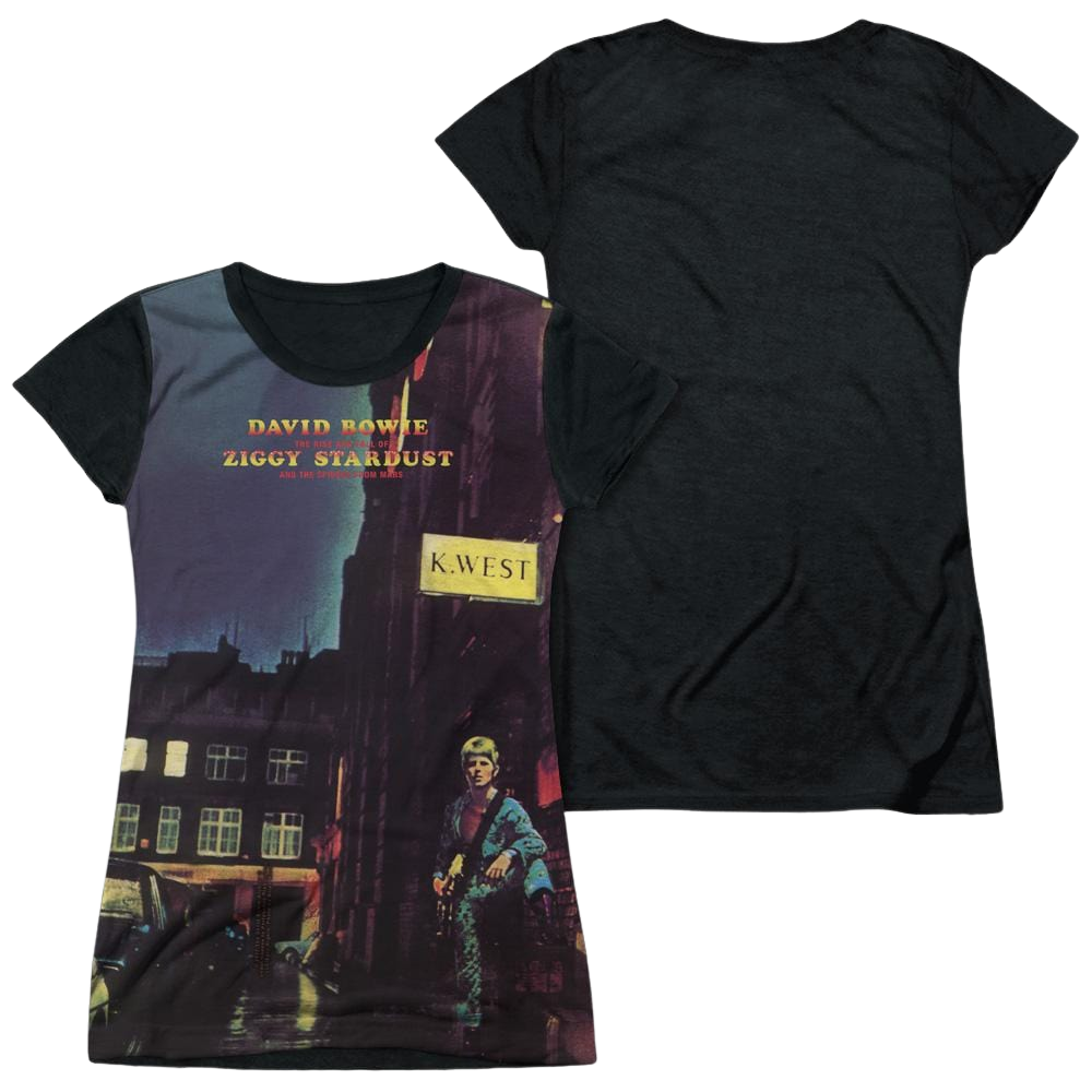 David Bowie Ziggy Star Dust - Juniors Black Back T-Shirt Juniors Black Back T-Shirt David Bowie   