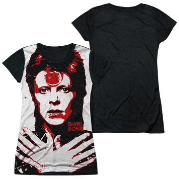 David Bowie Piercing Gaze - Juniors Black Back T-Shirt Juniors Black Back T-Shirt David Bowie   