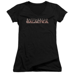Battlestar Galactica Logo - Juniors V-Neck T-Shirt Juniors V-Neck T-Shirt Battlestar Galactica   