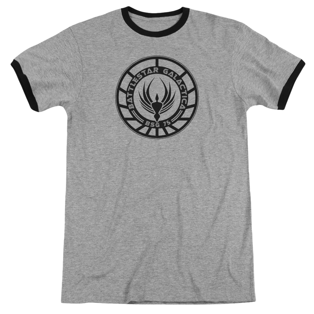 Battlestar Galactica- Galactica Badge Adult Ringer T- Shirt Men's Ringer T-Shirt Battlestar Galactica   