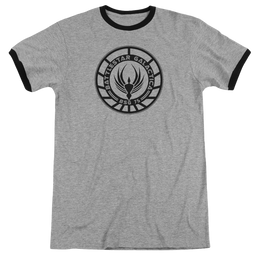 Battlestar Galactica- Galactica Badge Adult Ringer T- Shirt Men's Ringer T-Shirt Battlestar Galactica   