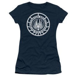 Battlestar Galactica Scratched Bsg Logo - Juniors T-Shirt Juniors T-Shirt Battlestar Galactica   