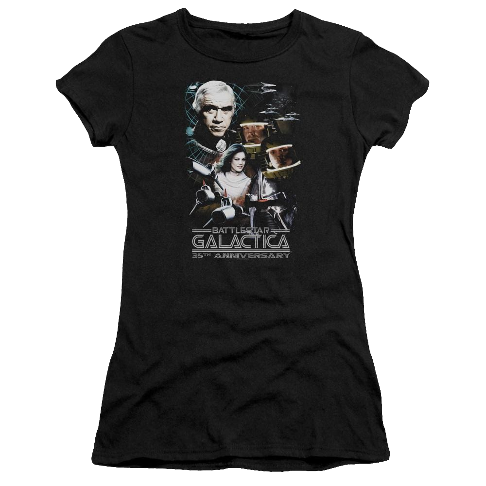 Battlestar Galactica 35th Anniversary Collage - Juniors T-Shirt Juniors T-Shirt Battlestar Galactica   