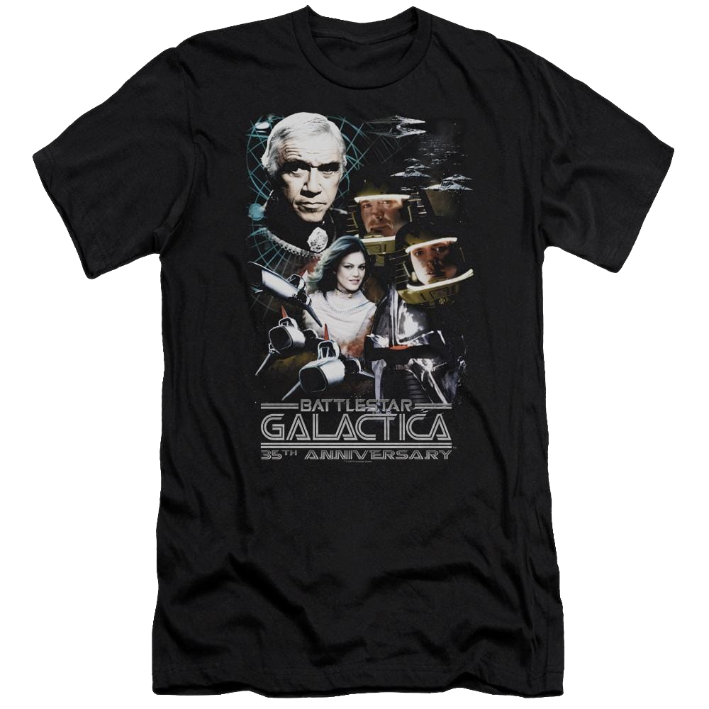 Battlestar Galactica 35th Anniversary Collage - Men's Premium Slim Fit T-Shirt Men's Premium Slim Fit T-Shirt Battlestar Galactica   