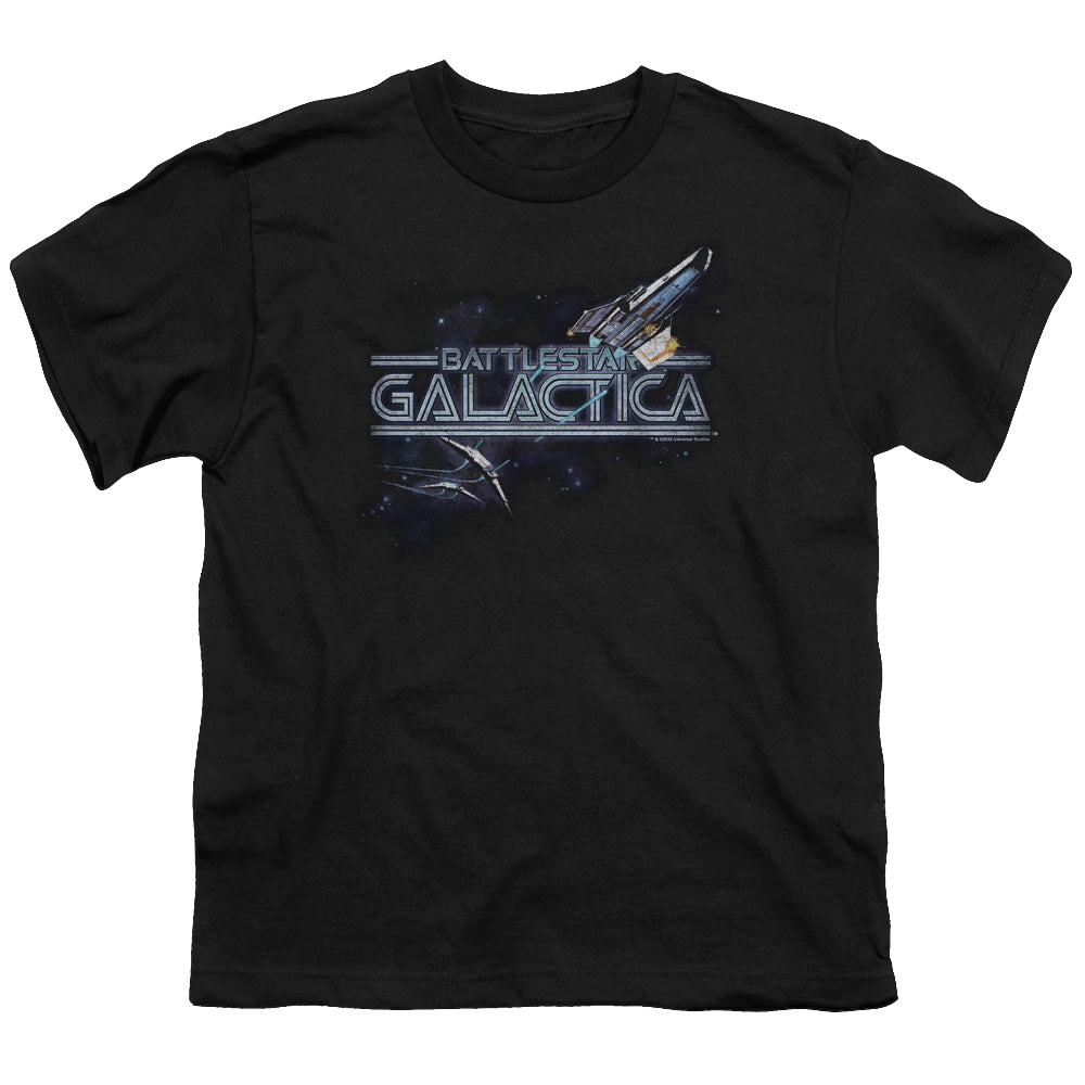 Battlestar Galactica (1978) Cylon Persuit - Youth T-Shirt Youth T-Shirt (Ages 8-12) Battlestar Galactica   
