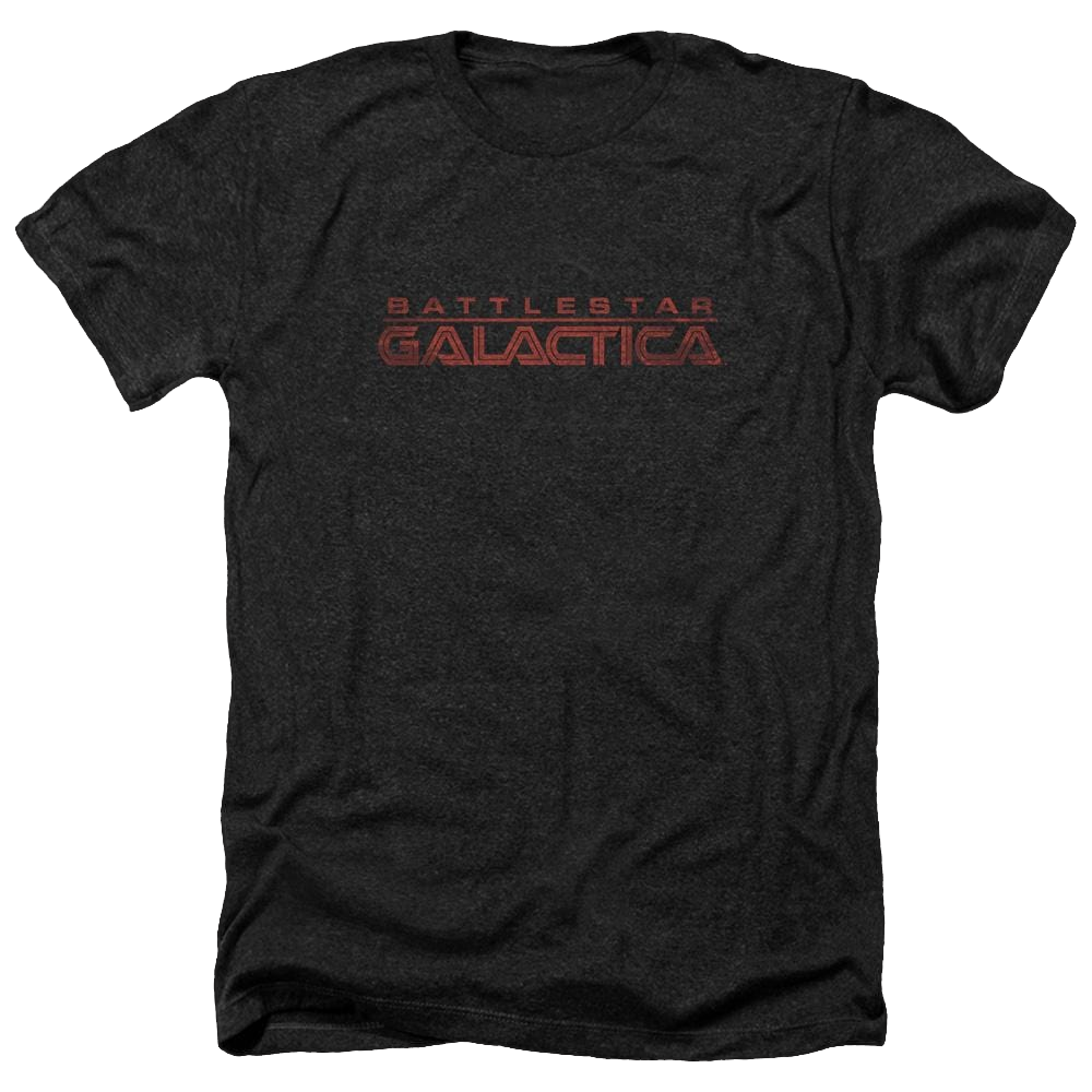 Battlestar Galactica Battered Logo - Men's Heather T-Shirt Men's Heather T-Shirt Battlestar Galactica   