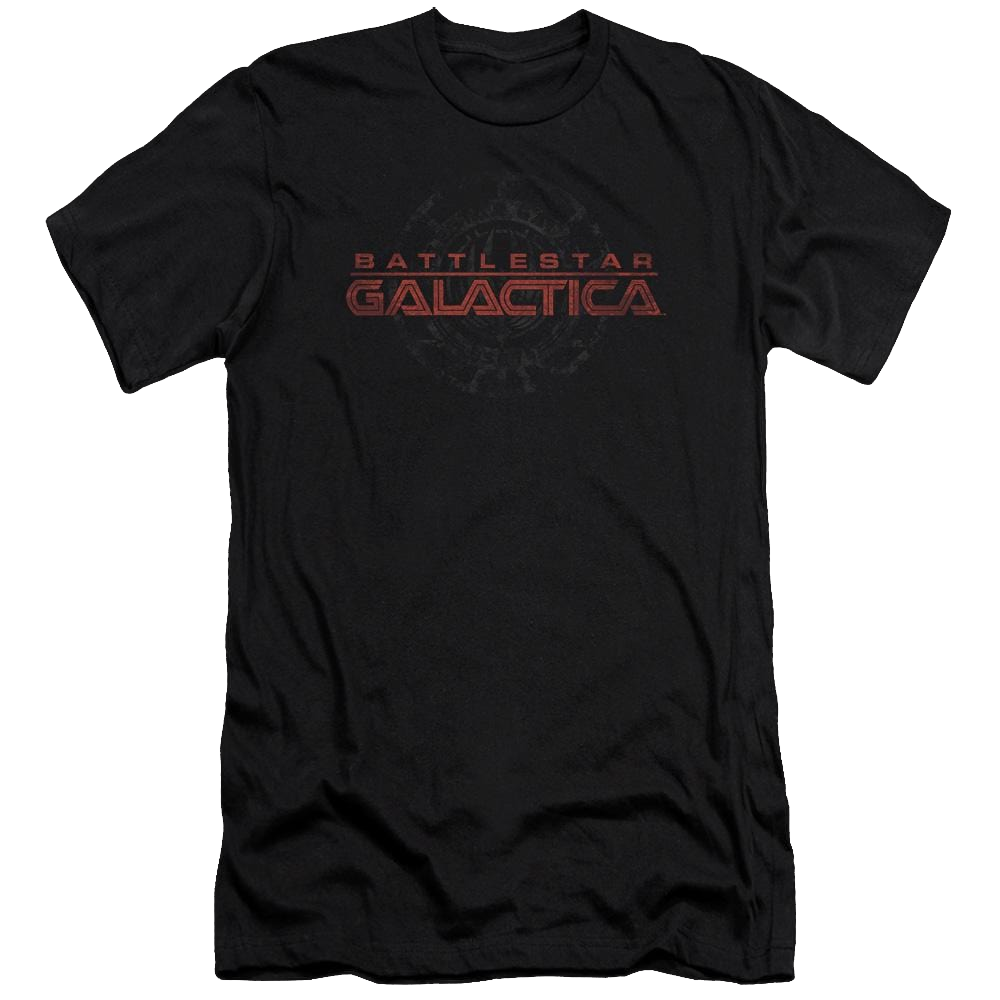 Battlestar Galactica Battered Logo - Men's Premium Slim Fit T-Shirt Men's Premium Slim Fit T-Shirt Battlestar Galactica   