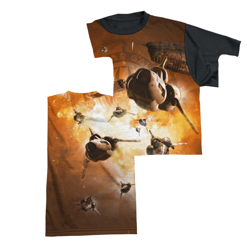 Battlestar Galactica Dog Fight - Men's Black Back T-Shirt Men's Black Back T-Shirt Battlestar Galactica   