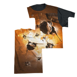 Battlestar Galactica Dog Fight - Men's Black Back T-Shirt Men's Black Back T-Shirt Battlestar Galactica   