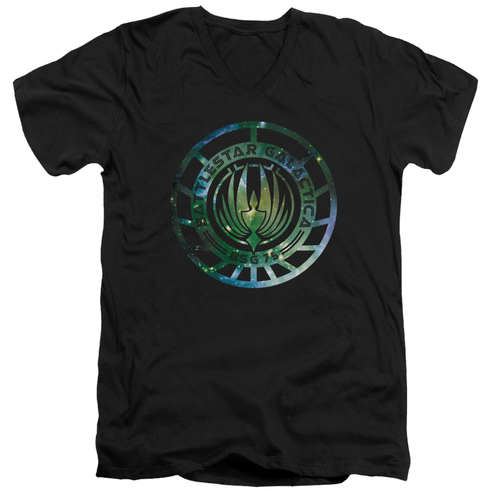 Battlestar Galactica Galaxy Emblem - Men's V-Neck T-Shirt Men's V-Neck T-Shirt Battlestar Galactica   