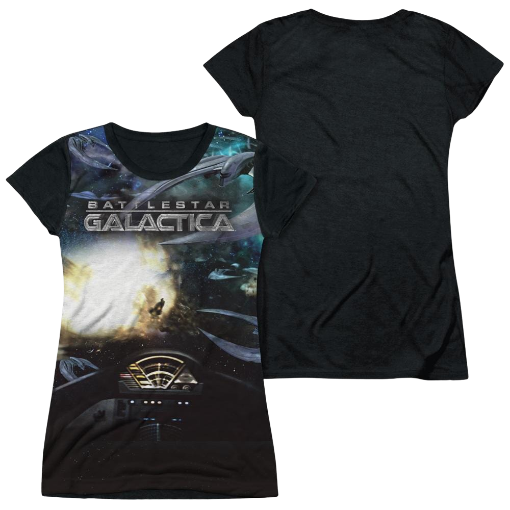 Battlestar Galactica Battle Seat - Juniors Black Back T-Shirt Juniors Black Back T-Shirt Battlestar Galactica   