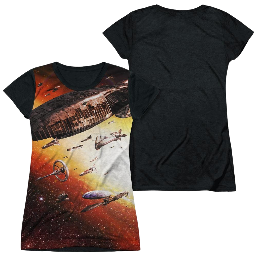 Battlestar Galactica Fleet Of Humanity - Juniors Black Back T-Shirt Juniors Black Back T-Shirt Battlestar Galactica   