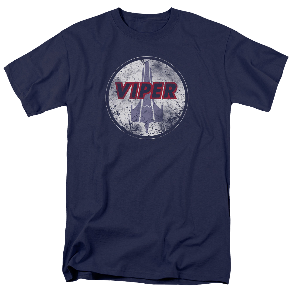 Battlestar Galactica War Torn Viper Logo - Men's Regular Fit T-Shirt Men's Regular Fit T-Shirt Battlestar Galactica   