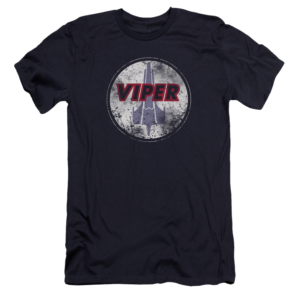 Battlestar Galactica War Torn Viper Logo - Men's Premium Slim Fit T-Shirt Men's Premium Slim Fit T-Shirt Battlestar Galactica   