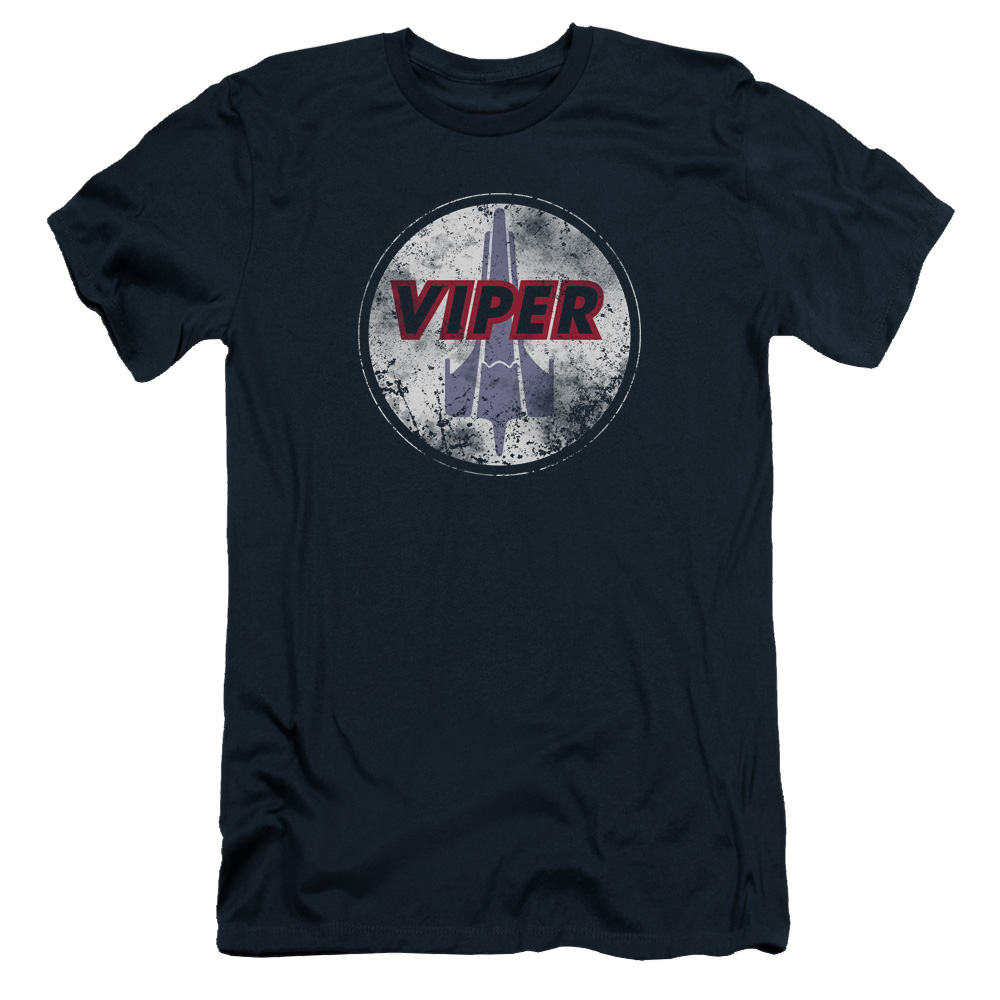 Battlestar Galactica War Torn Viper Logo - Men's Slim Fit T-Shirt Men's Slim Fit T-Shirt Battlestar Galactica   