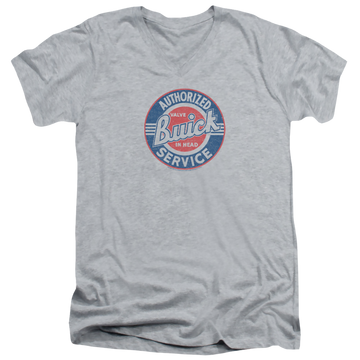 Athletic heather men's v-neck t-shirt with Buick Authorized Service graphic