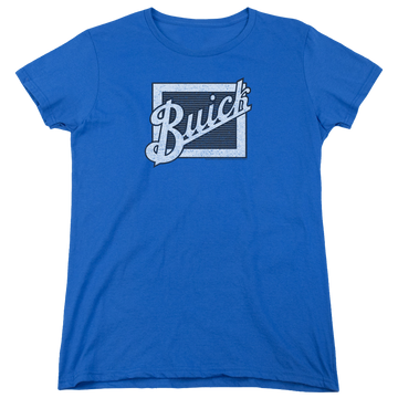 Royal women's t-shirt with Buick Distressed Emblem graphic