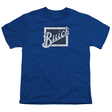 Royal youth t-shirt for ages 8 to 12 with Buick Distressed Emblem graphic