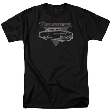 Black men's regular fit t-shirt with Buick 1952 Roadmaster graphic
