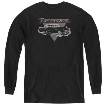 Black youth long sleeve t-shirt with Buick 1952 Roadmaster graphic