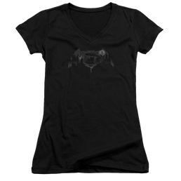 Batman v Superman Cityscape Logo - Juniors V-Neck T-Shirt Juniors V-Neck T-Shirt Batman   