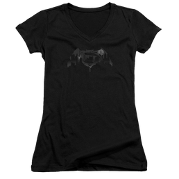 Batman v Superman Cityscape Logo - Juniors V-Neck T-Shirt Juniors V-Neck T-Shirt Batman   