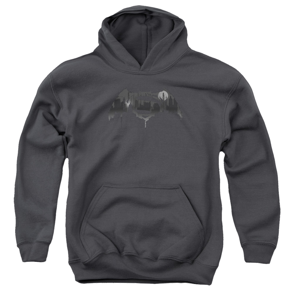 Batman v Superman Cityscape Logo - Youth Hoodie Youth Hoodie (Ages 8-12) Batman   