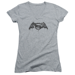 Batman v Superman Cityscape Logo - Juniors V-Neck T-Shirt Juniors V-Neck T-Shirt Batman   