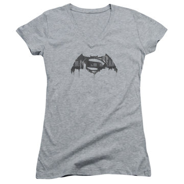 Batman v Superman Cityscape Logo - Juniors V-Neck T-Shirt Juniors V-Neck T-Shirt Batman   
